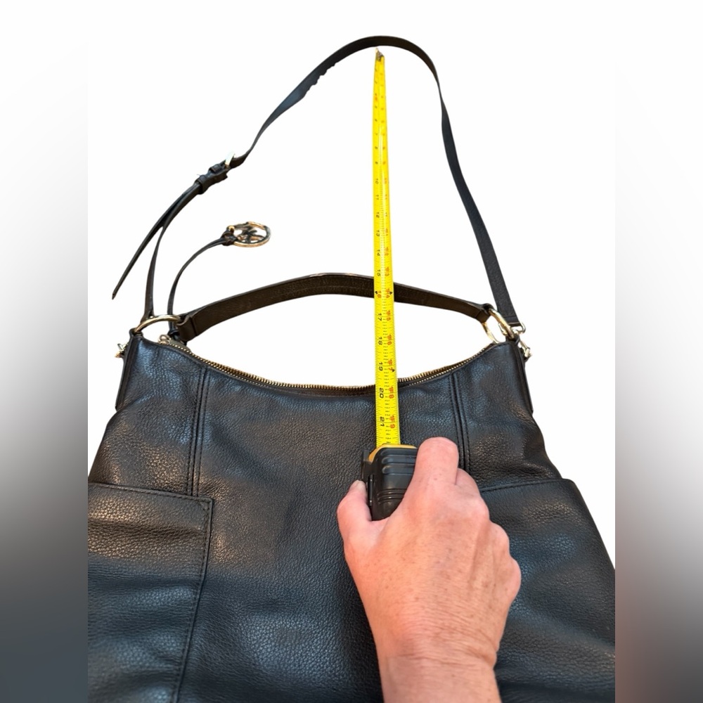 Michael Kors Anita Large Black Pebbled Leather Shoulder Hobo with Gold Hardware - Picture 9 of 9